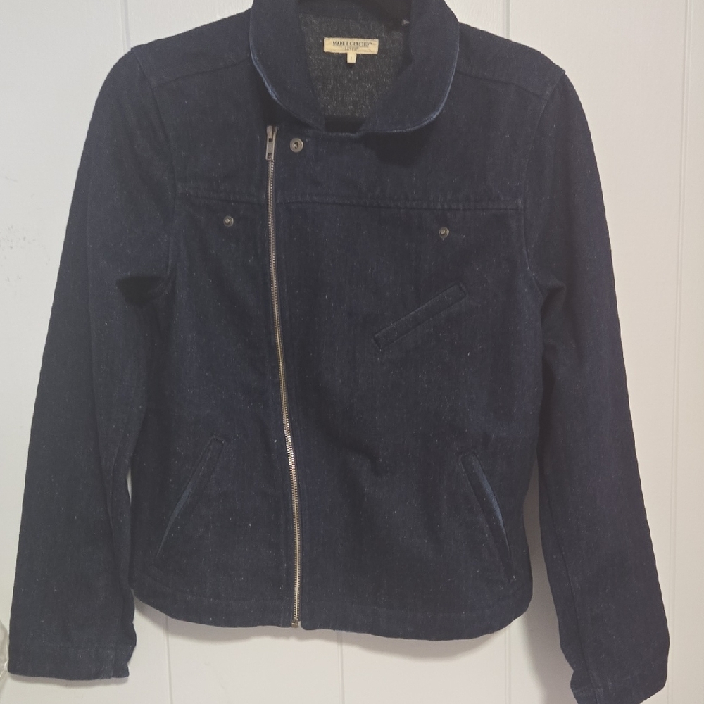 Levis MADE & CRAFTED Dark Blue Denim Jacket with Asymmetrical Zipper